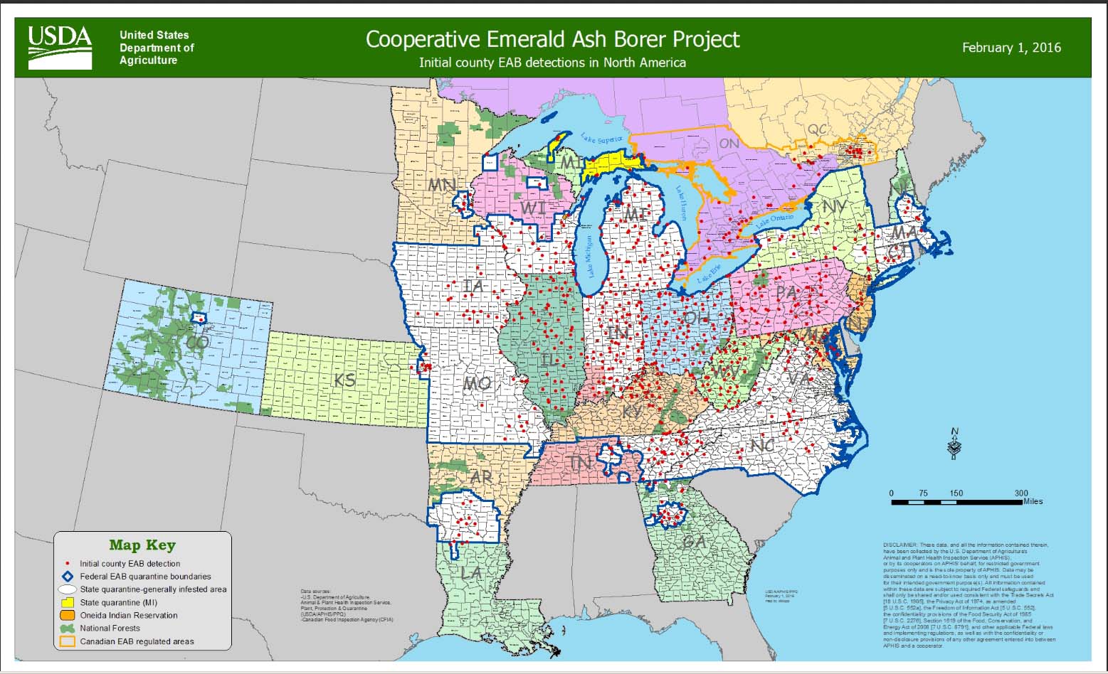 USDA Emerald Ash borer map