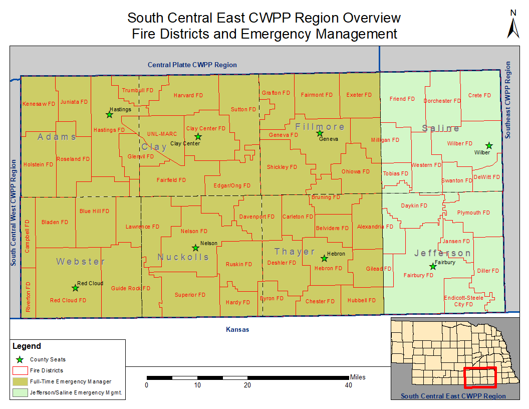 A map of the wildfire protection area, South Central East