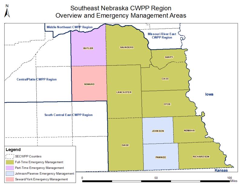 Southeast Nebraska Community Wildfire Protection Plan Map.
