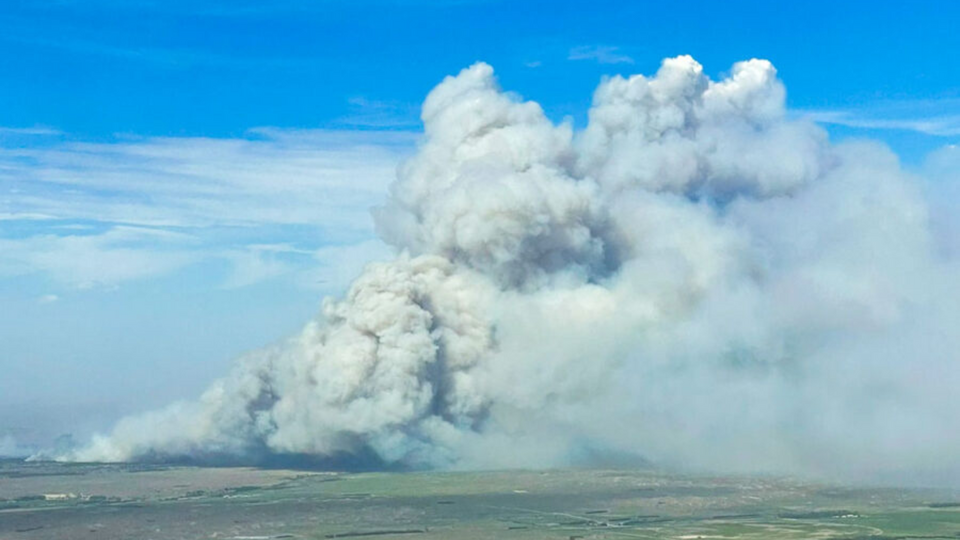 A photo of a wildfire in rural Nebraska