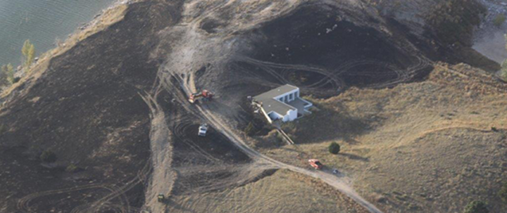 Aerial view of a fire