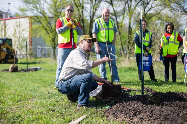 A photo of a forester leading a workshop