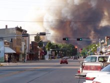Fire encroaches on the city limits of Valentine, Nebraska. 