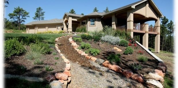 Landscaping around home according to firewise princples. 
